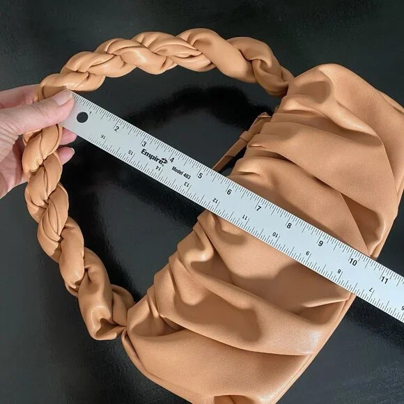 Mango Twisted Strap Baguette Bag Small Underarm Shoulder Bag Zipper Closure - Picture 13 of 14